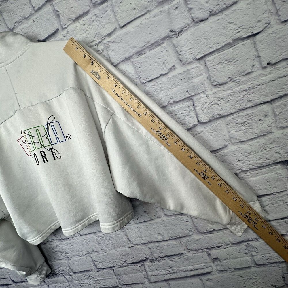Puma‎ Sport Sweatshirt Womens XL White Cropped Spellout Stand Collar 1/4 Zip Y2K - Picture 11 of 12